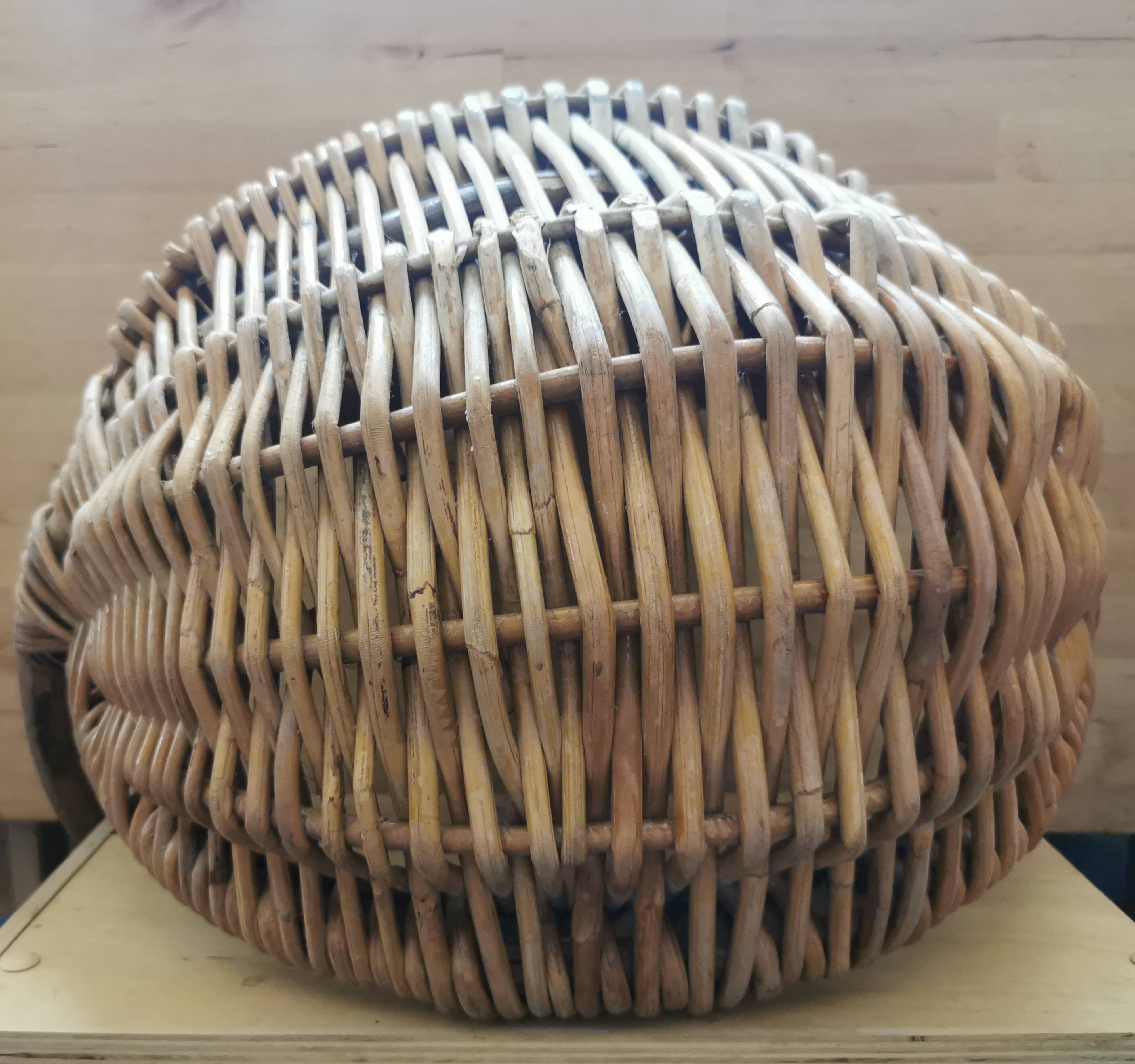 Large vintage basket braided wicker