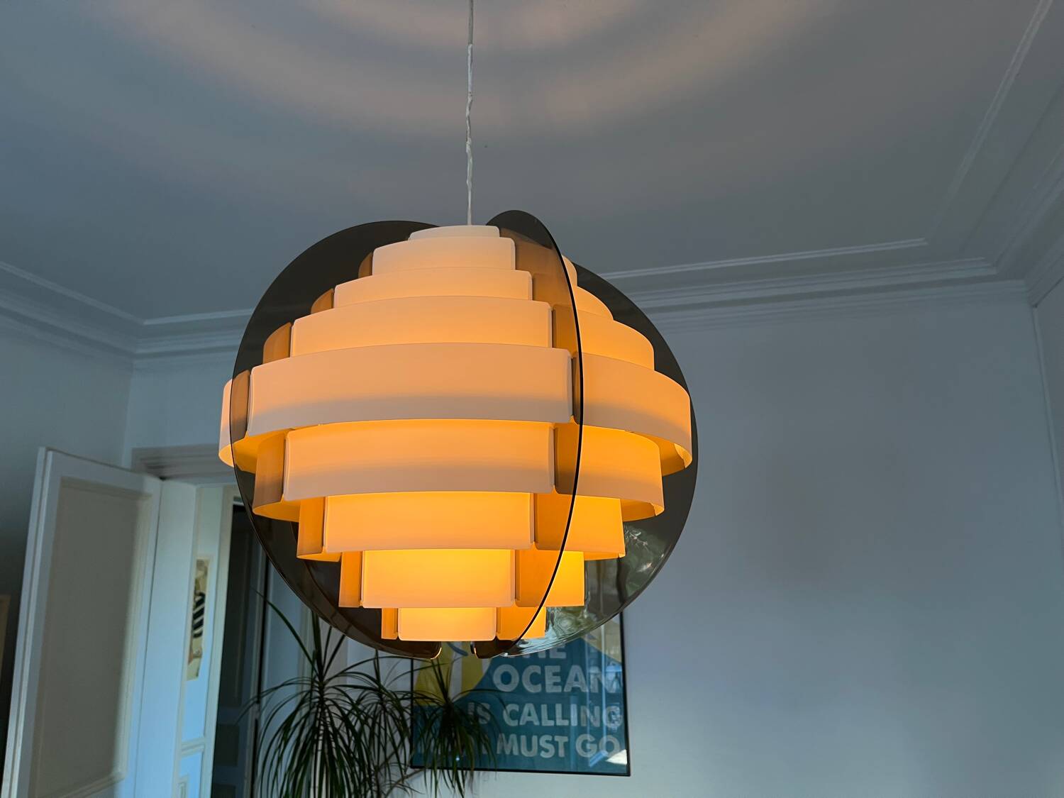 Large vintage Danish designer pendant light