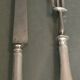 Cutting service XIXth sleeves silver metal with guilloche knife decoration