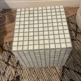 Cube end of sofa gray tile