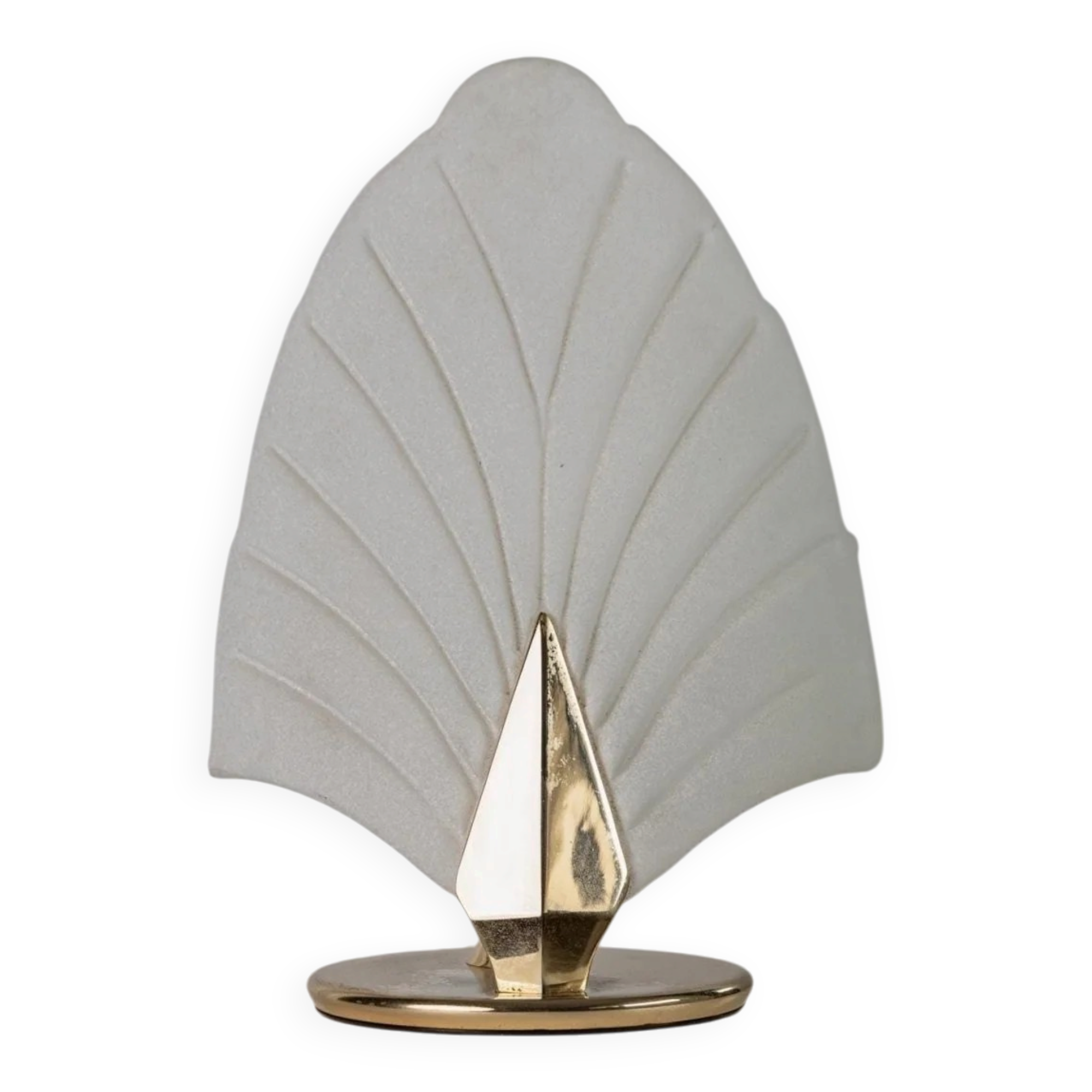 Vintage Murano glass table lamp – leaf-shaped shade with a gold metal base – Italy 1980s