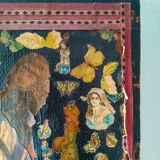 English Victorian 3-panel screen with varnished chromos