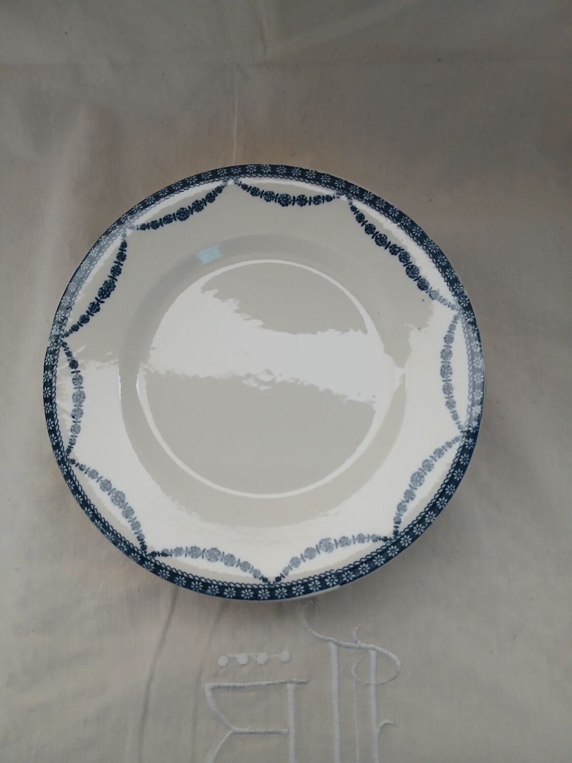 12 antique ironstone dinner plates