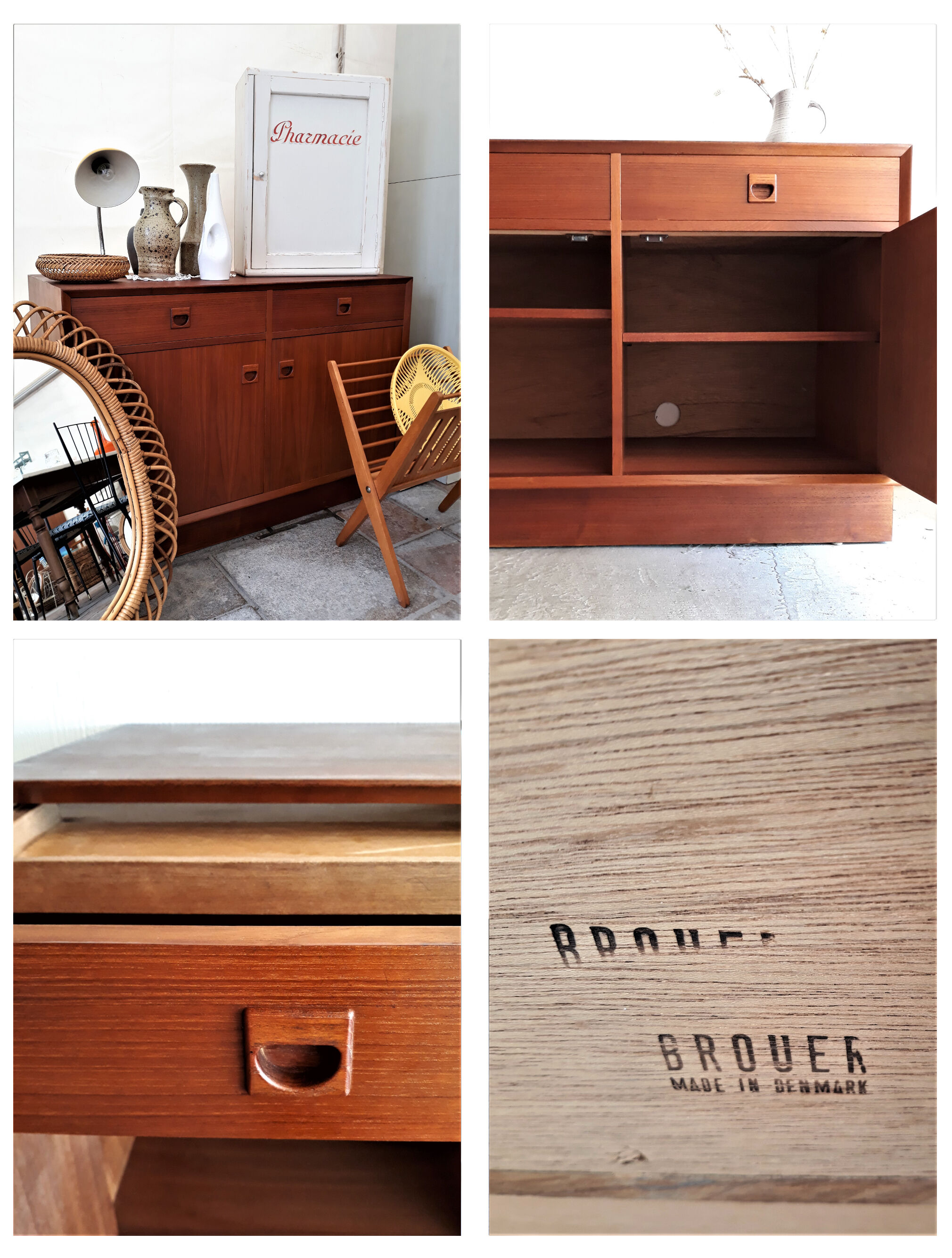 Teak Furniture / Small Enfilade Eric BROUER / Vintage Teck / Scandinavian Buffet / Small Buffet - Vintage Bar Furniture / Made in Denmark / Mid Century