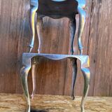 Paire de table basse gigogne style Louis XV en aluminium poli vintage