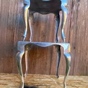 Pair of Louis XV Style Nesting Coffee Tables in Vintage Polished Aluminum