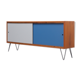 Enfilade vintage, portes reversibles, teck, 165cm