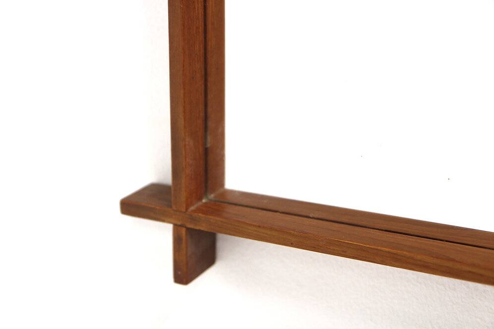 Miroir scandinave en teck, Suède, 1960, 36x36cm