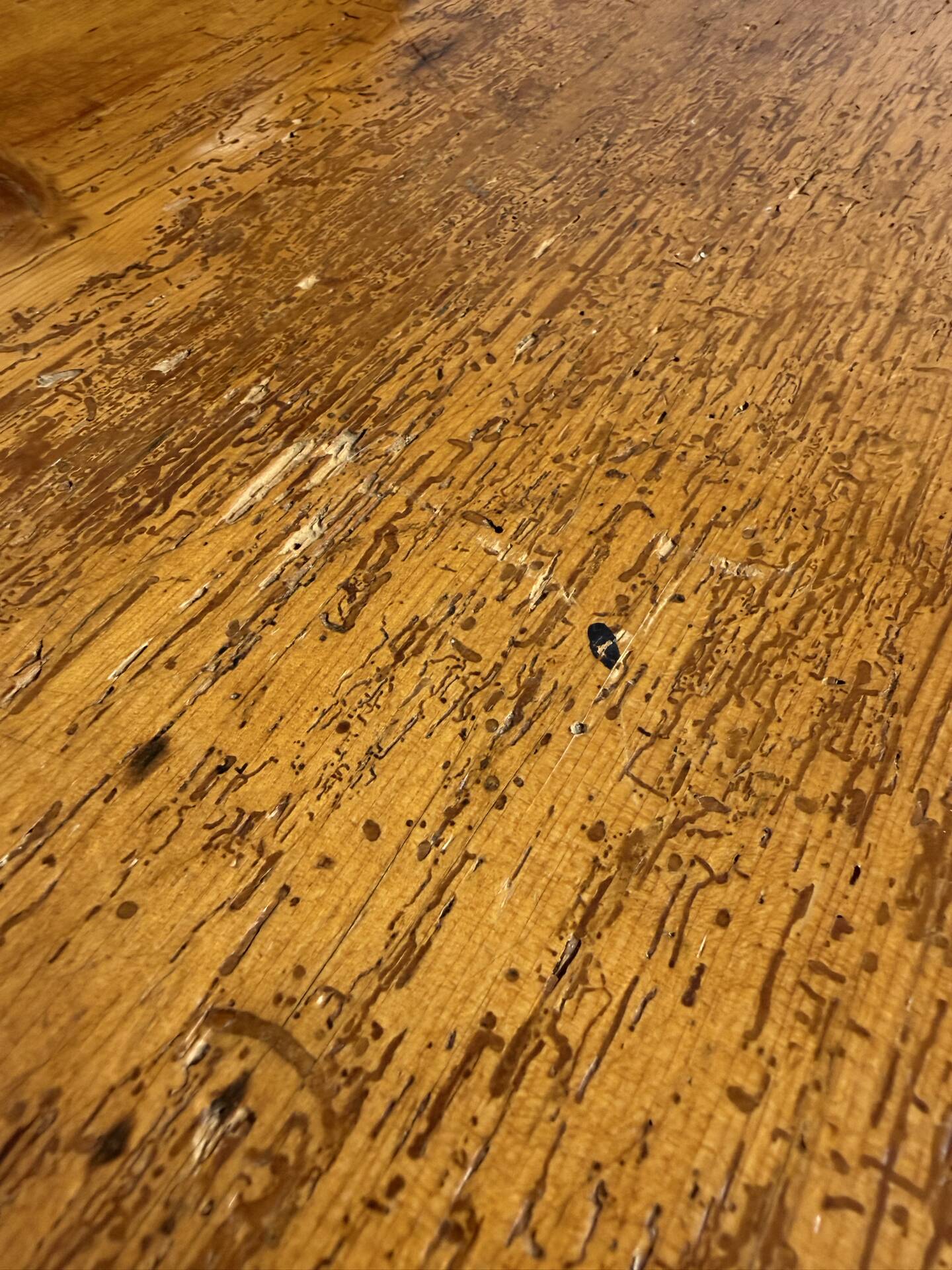 Grande table de ferme en bois avec tiroir en sapin fin 19 eme 