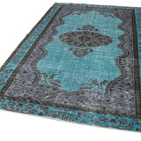 Tapis rustique anatolien des années 1980 180 cm x 275 cm tapis turquoise fait à la main