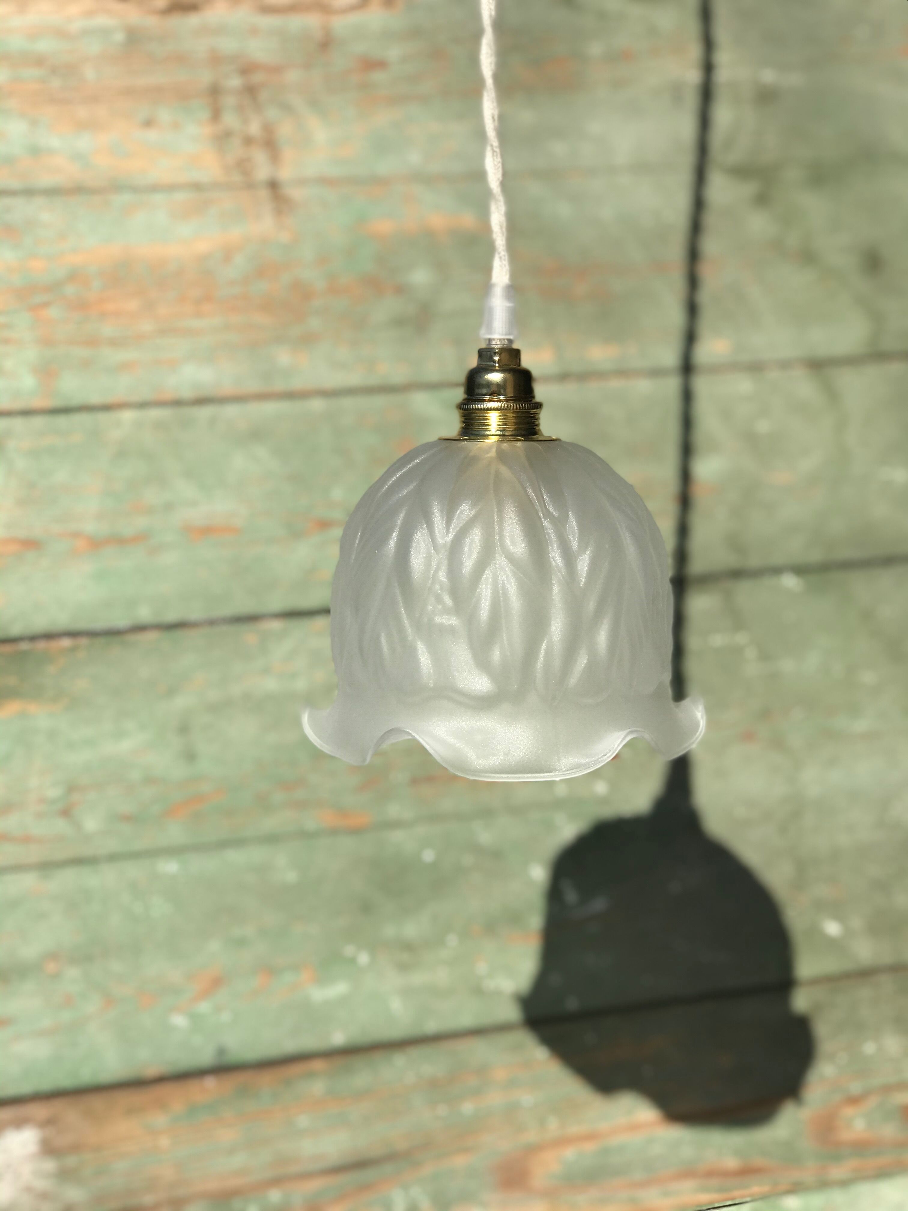 Vintage walkman lamp globe art deco satin molded glass