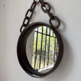Brutalist mirror with metal chain from the 50s