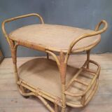 'Vallauris' rolling table in bamboo and wicker