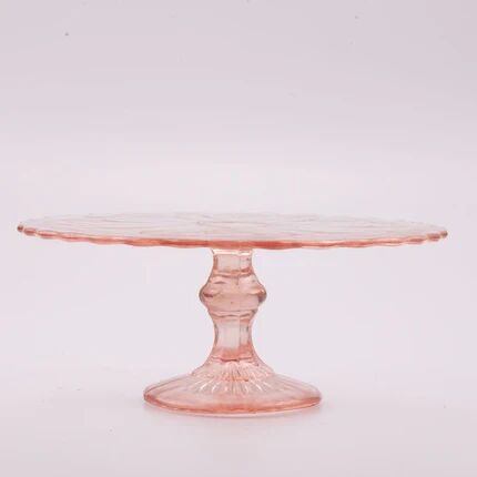 Vintage pink glass cake stand - Diameter 23 cm