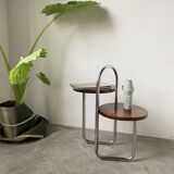 Bauhaus art deco console table in wood and chrome