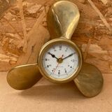 Ancienne hélice laiton avec pendule horloge murale nautique vintage