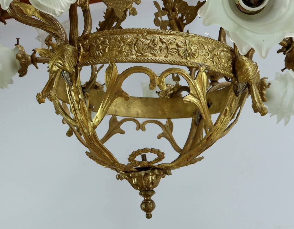 12-Light Chandelier in Gilded Bronze, Napoleon III Style – Late 19th Century