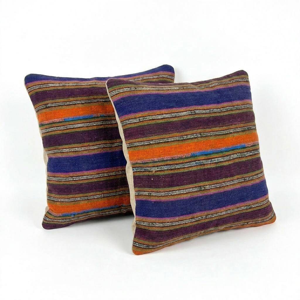 Set of 2 vintage kilim cushion covers 58x58 cm