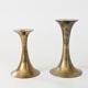 Pair of Midcentury brass candlesticks, flared shape.