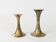 Pair of Midcentury brass candlesticks, flared shape.