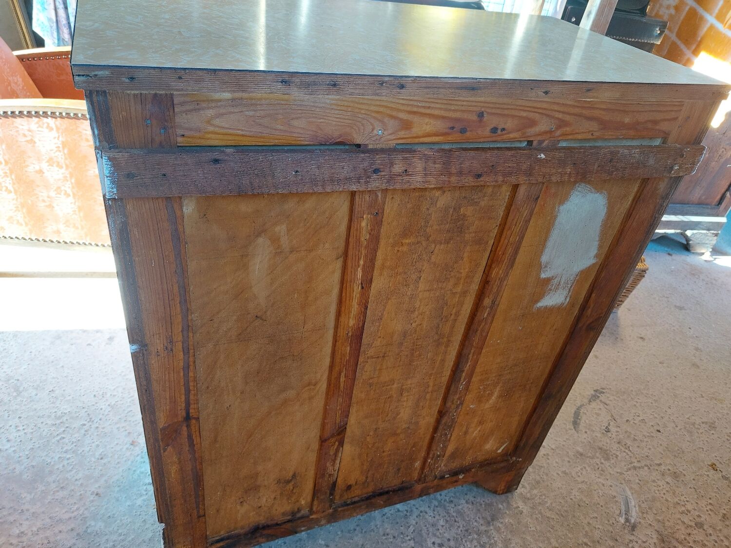 Blue formica: sideboard and folding table