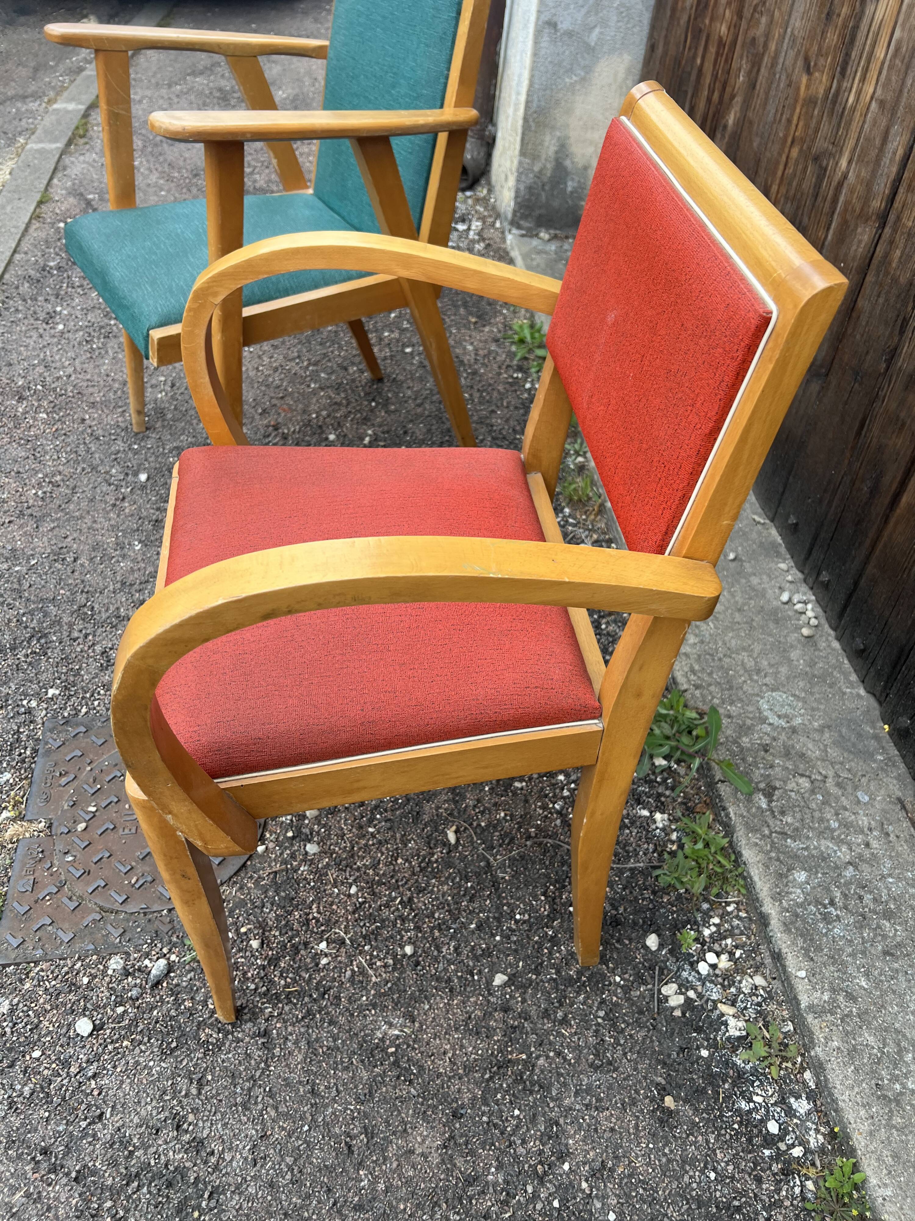 Set of 3 vintage 50s armchairs – Scandinavian design
