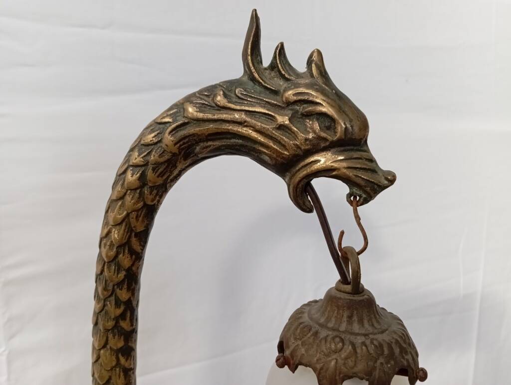 1930s bronze naga lamp