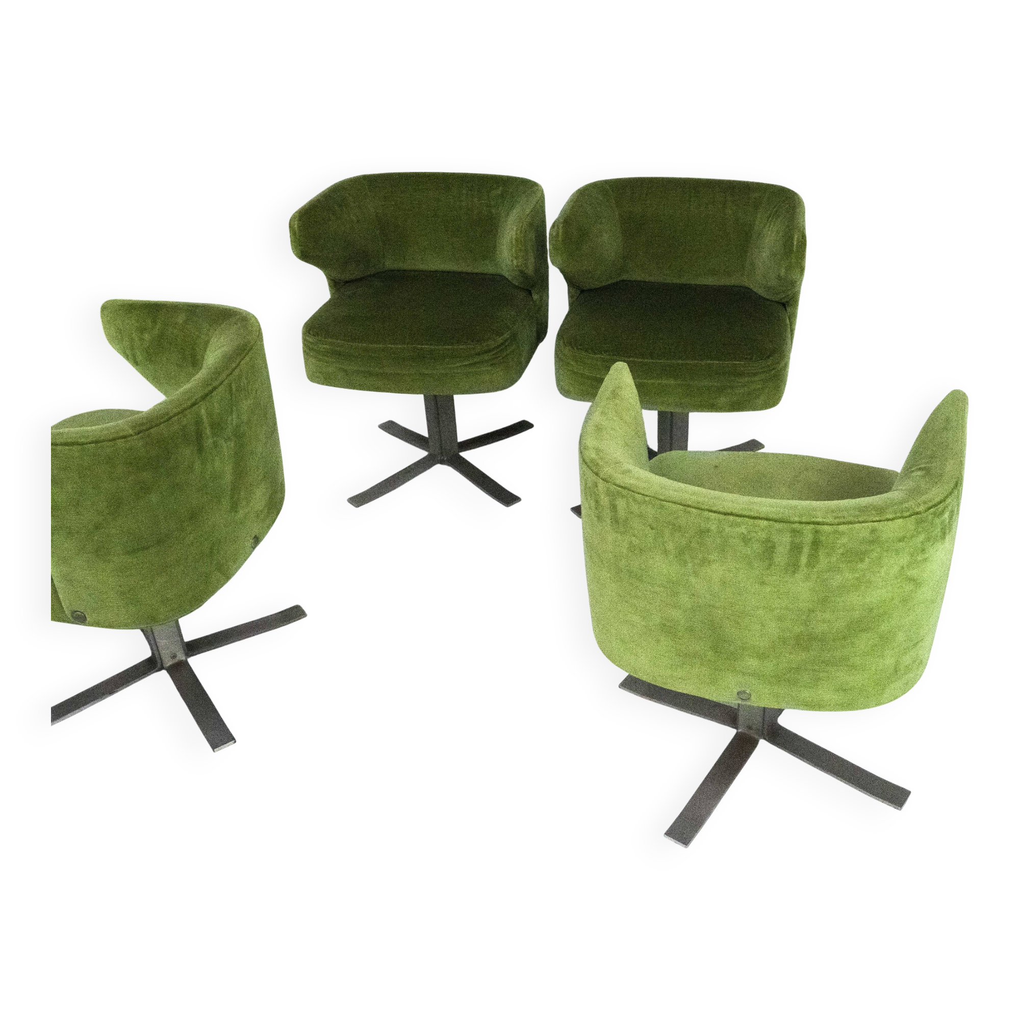 Set of four green Gianni Moscatelli Swivel Poney Chairs for Formanova, 70s