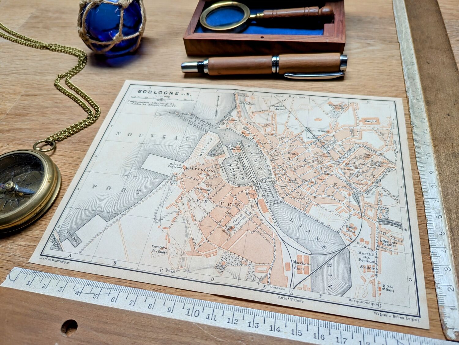 Printed in 1902, Map of Boulogne-sur-Mer, Pas-de-Calais.