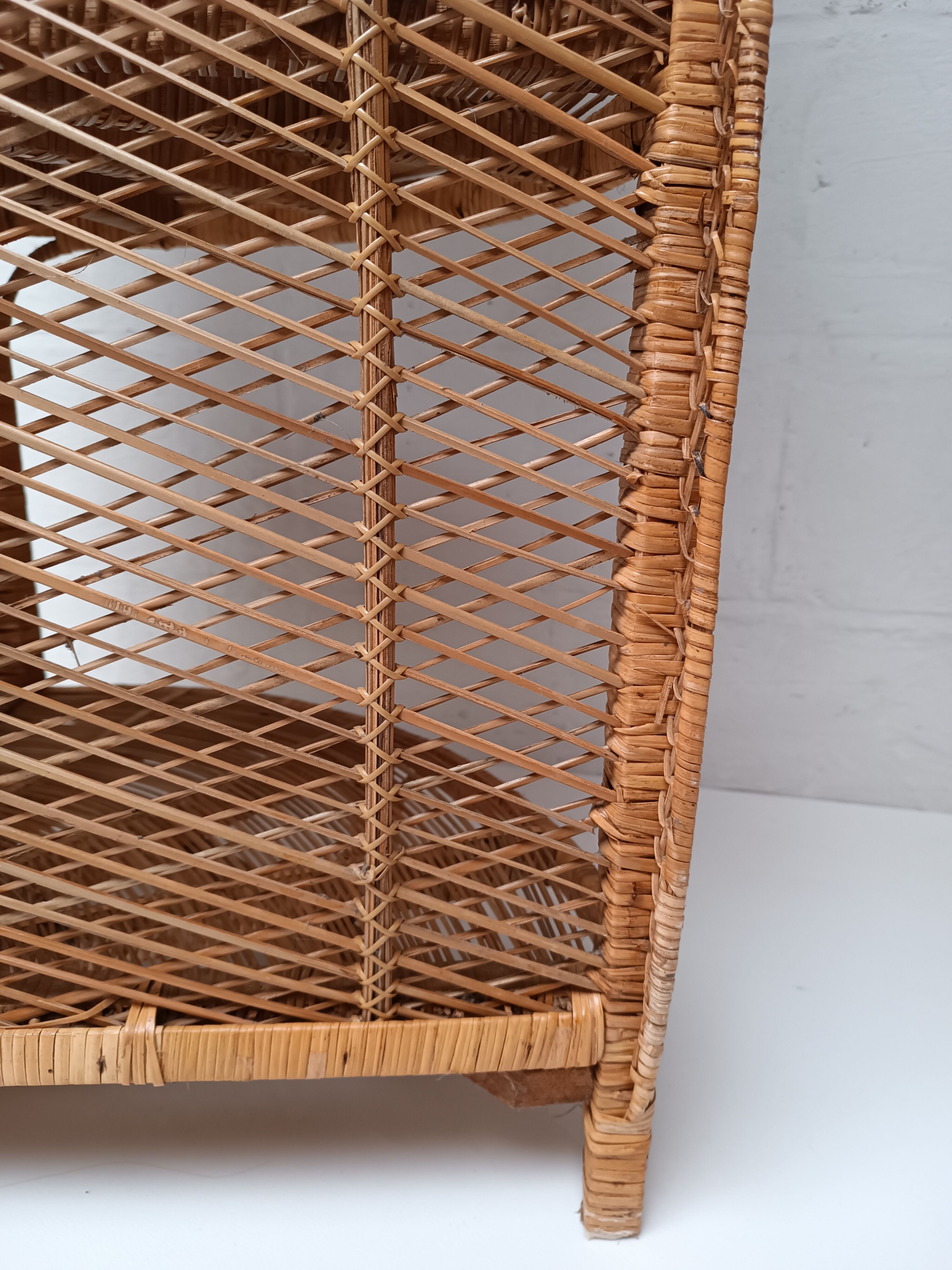Tall rattan shelf