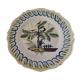 Antique hand-painted earthenware plate – piper and birds