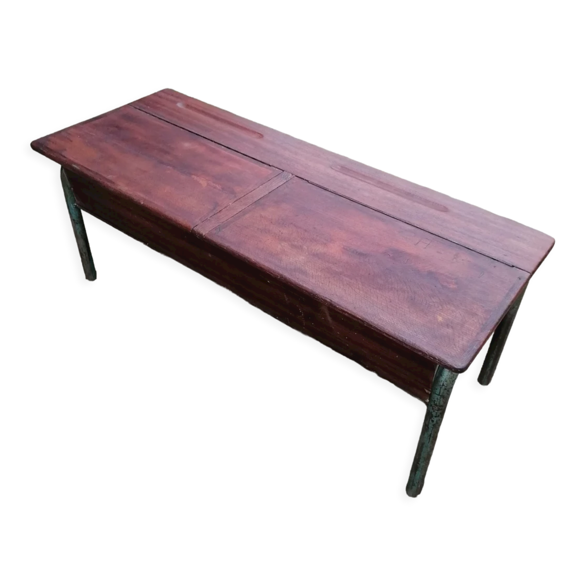 Vintage school desk coffee table with chests