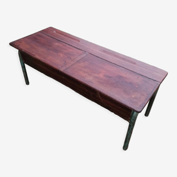 Vintage school desk coffee table with chests