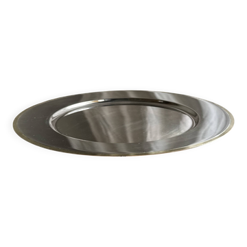 Round silver-plated tray with a wide gold border D30 H2