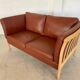 VINTAGE DANISH MID CENTURY DARK COGNAC LEATHER 2 SEATER STOUBY SOFA