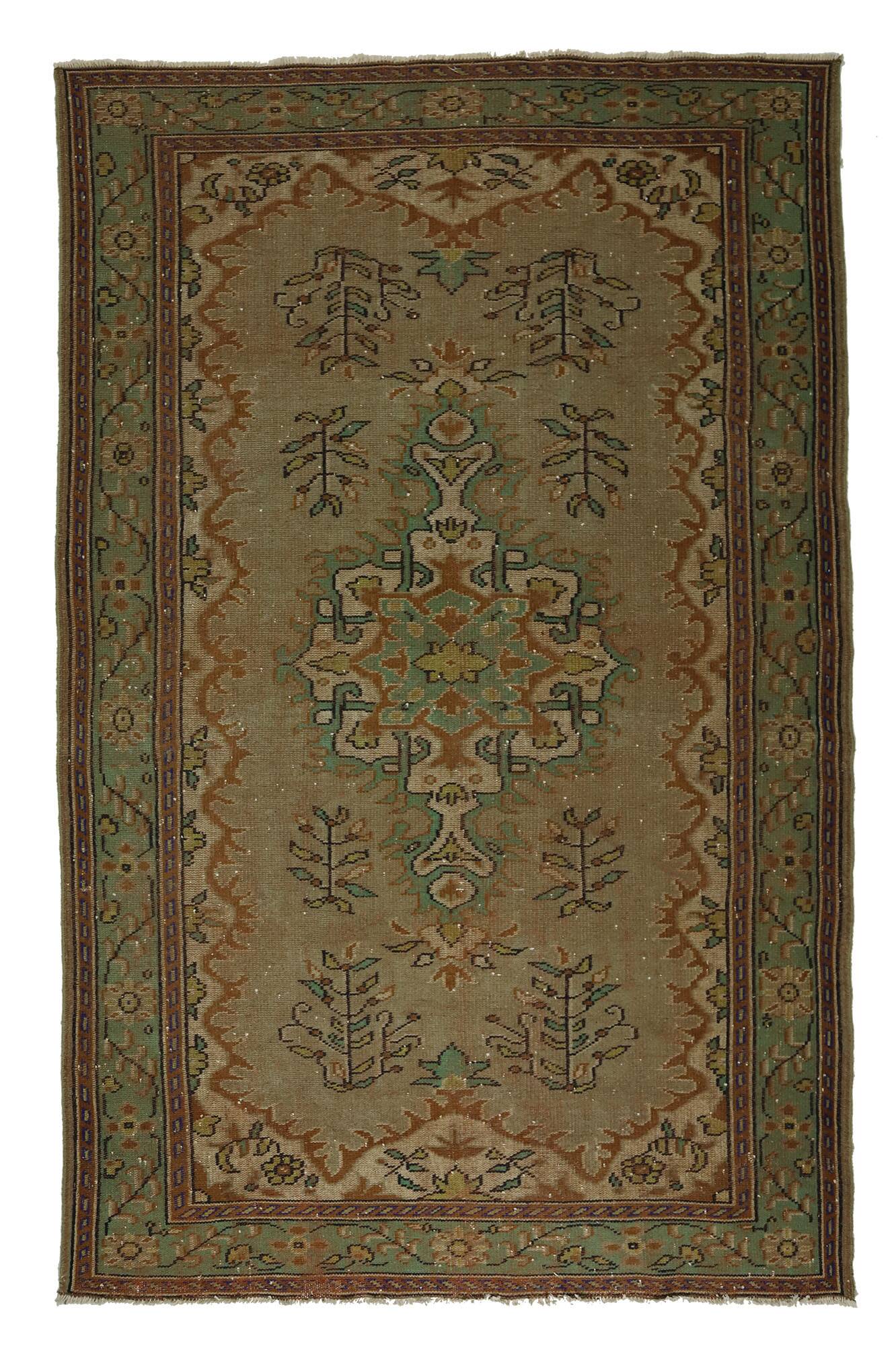 One-of-a-kind turkish handwoven vintage rug - rustic vintage charm 304x 186