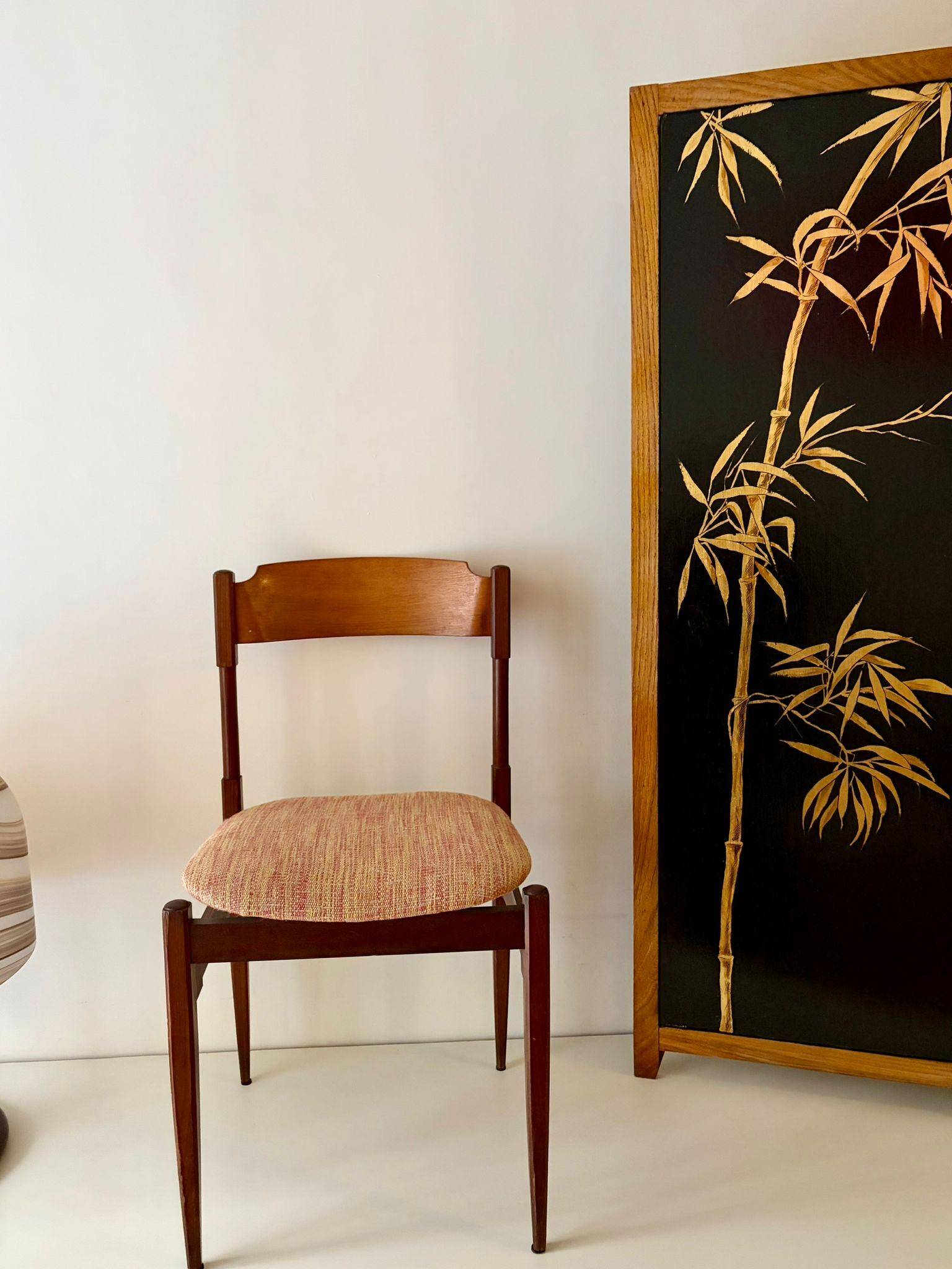 6 walnut chairs, Model 104, by Gianfranco Frattini for Cassina, Italy, 1960s.