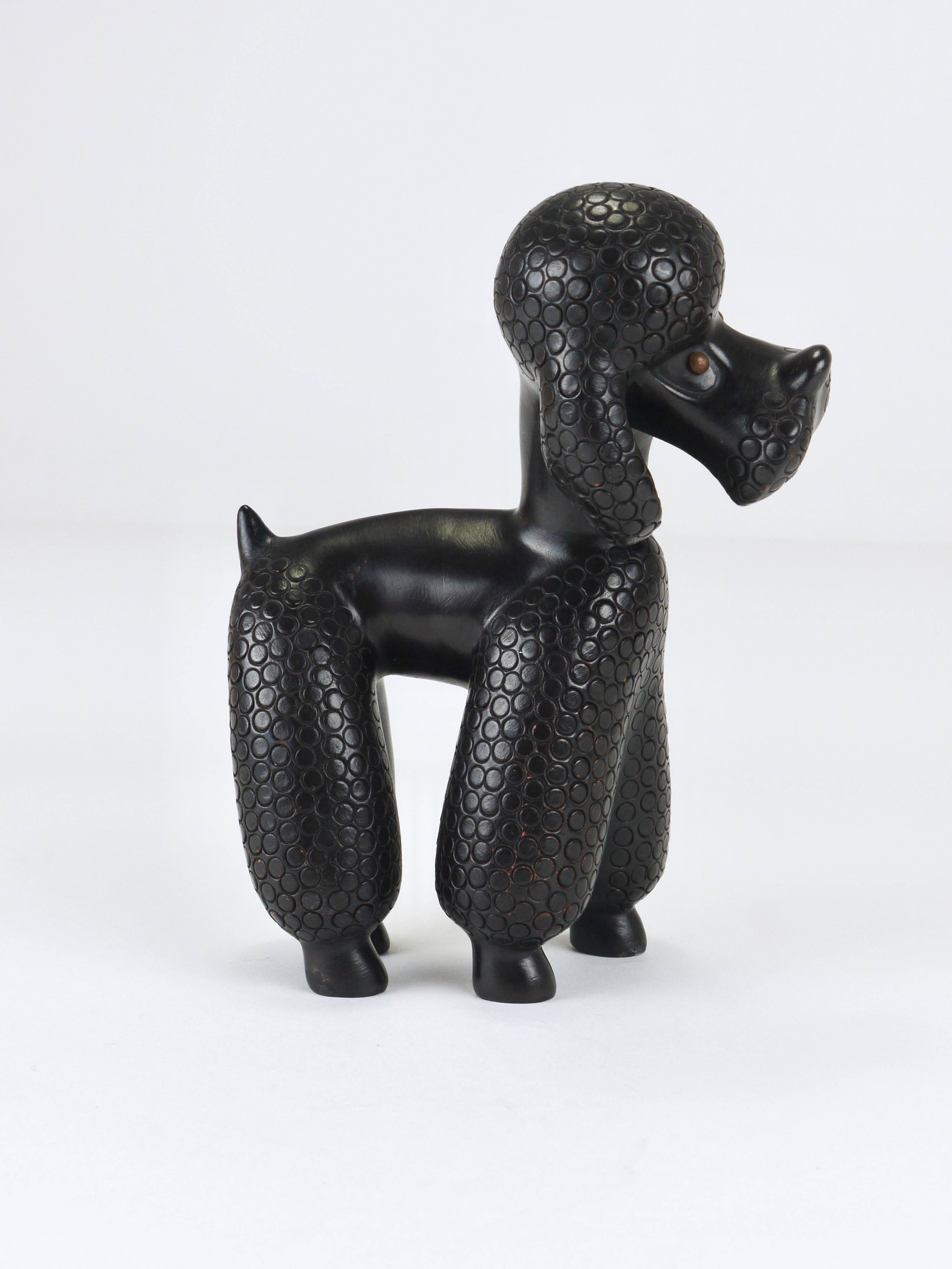 Charming Poodle Figurine Sculpture by Leopold Anzengruber, Austria, 1950s