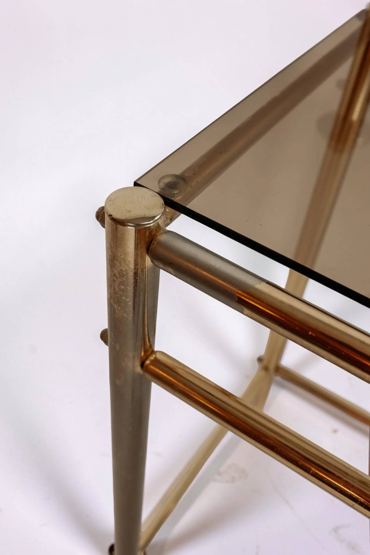 Coiffeuse vanity vintage en laiton avec tabouret