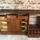 Oak counter bar and its back bistro glass bar 1900s/1930s