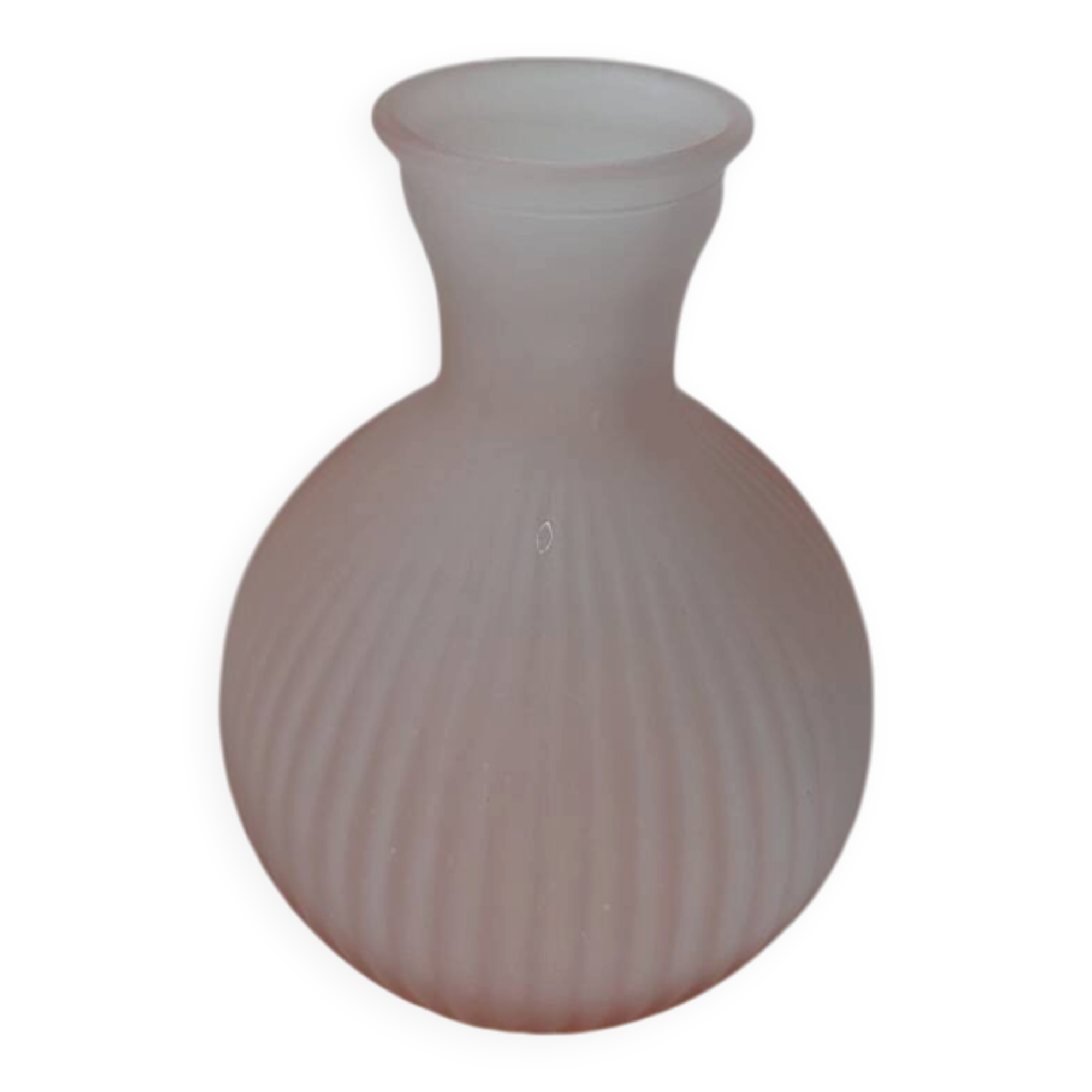 Vintage frosted pink glass vase (satin) — single flower holder