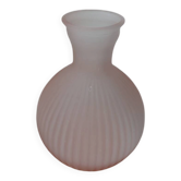 Vase en verre rose givré vintage (satin) — support pour une seule fleur