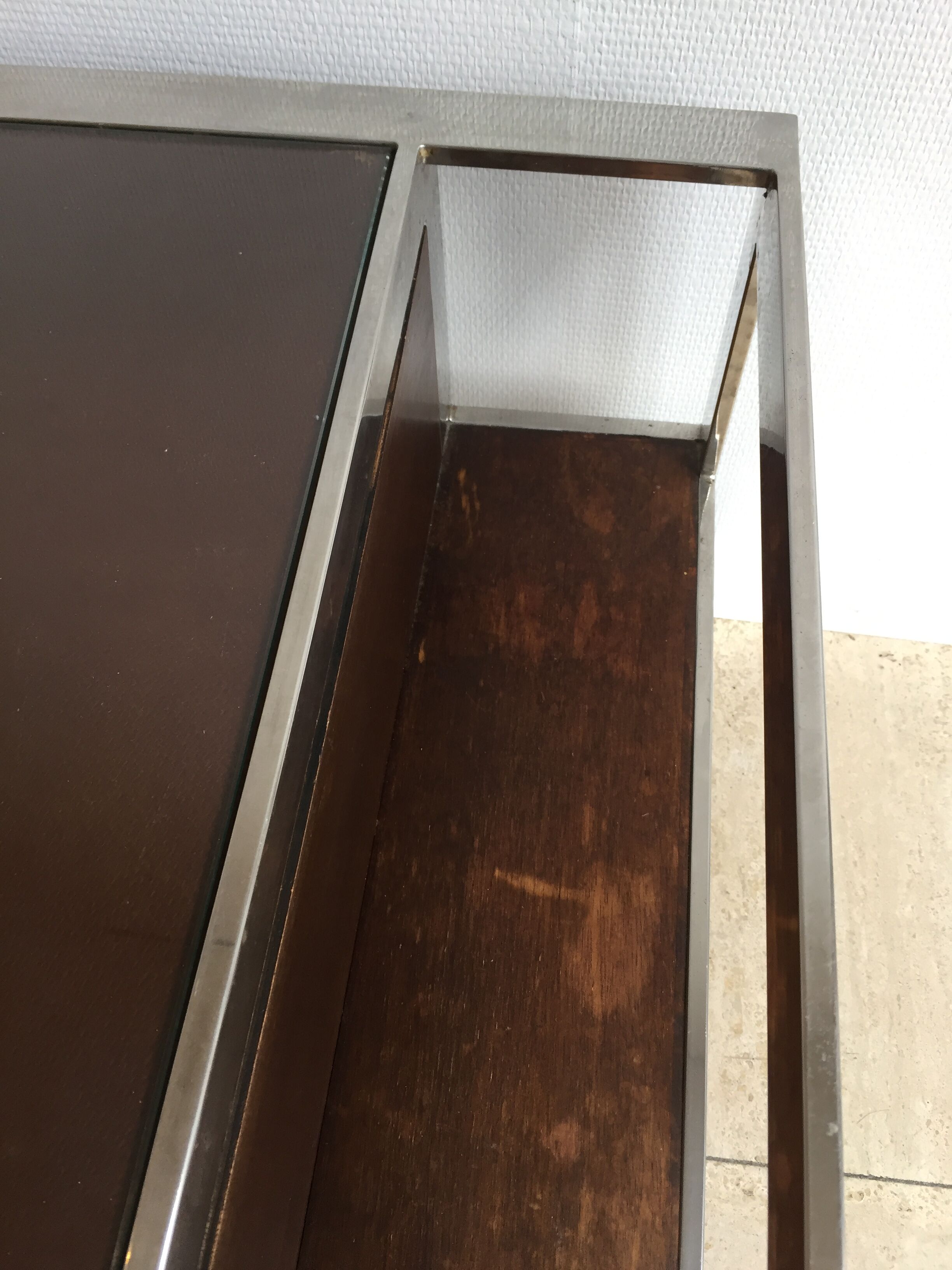 Art deco coffee table in glass and chrome