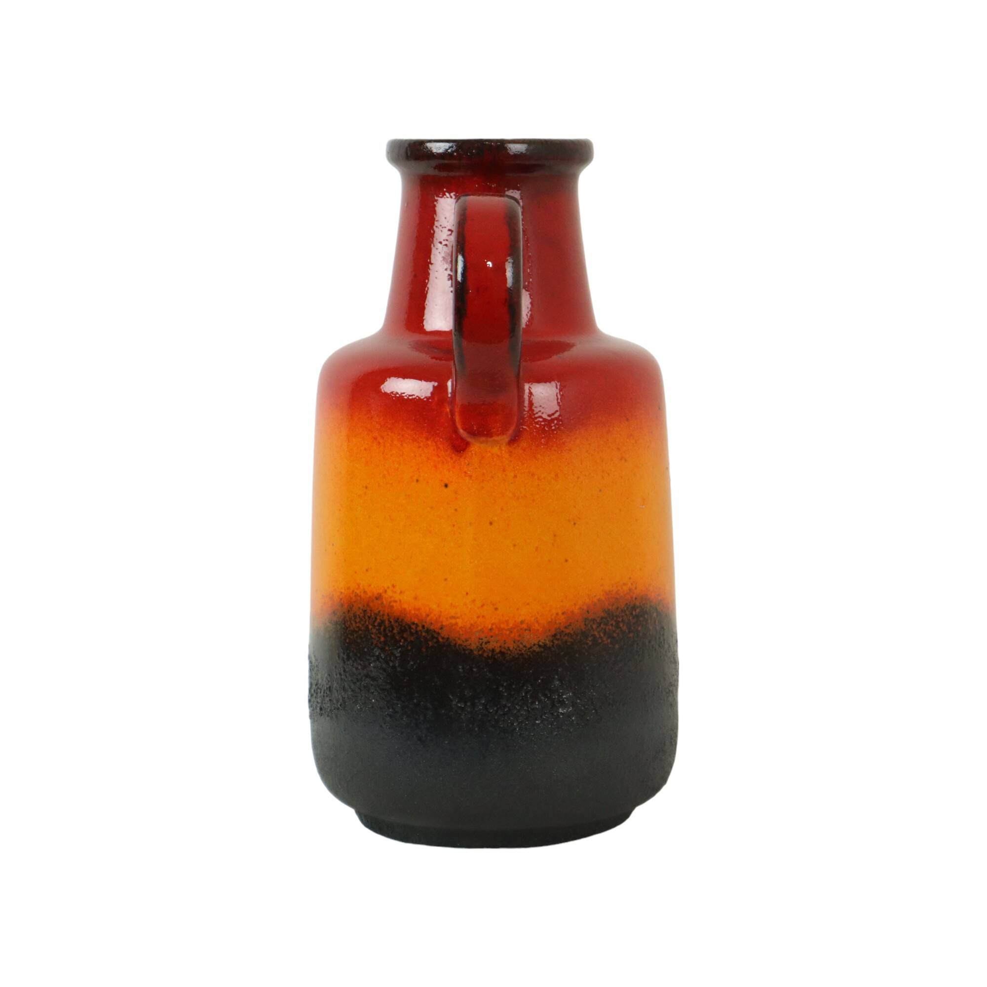 Fat Lava West Germany Vase Earthenware Scheurich Orange Red Black 408-40