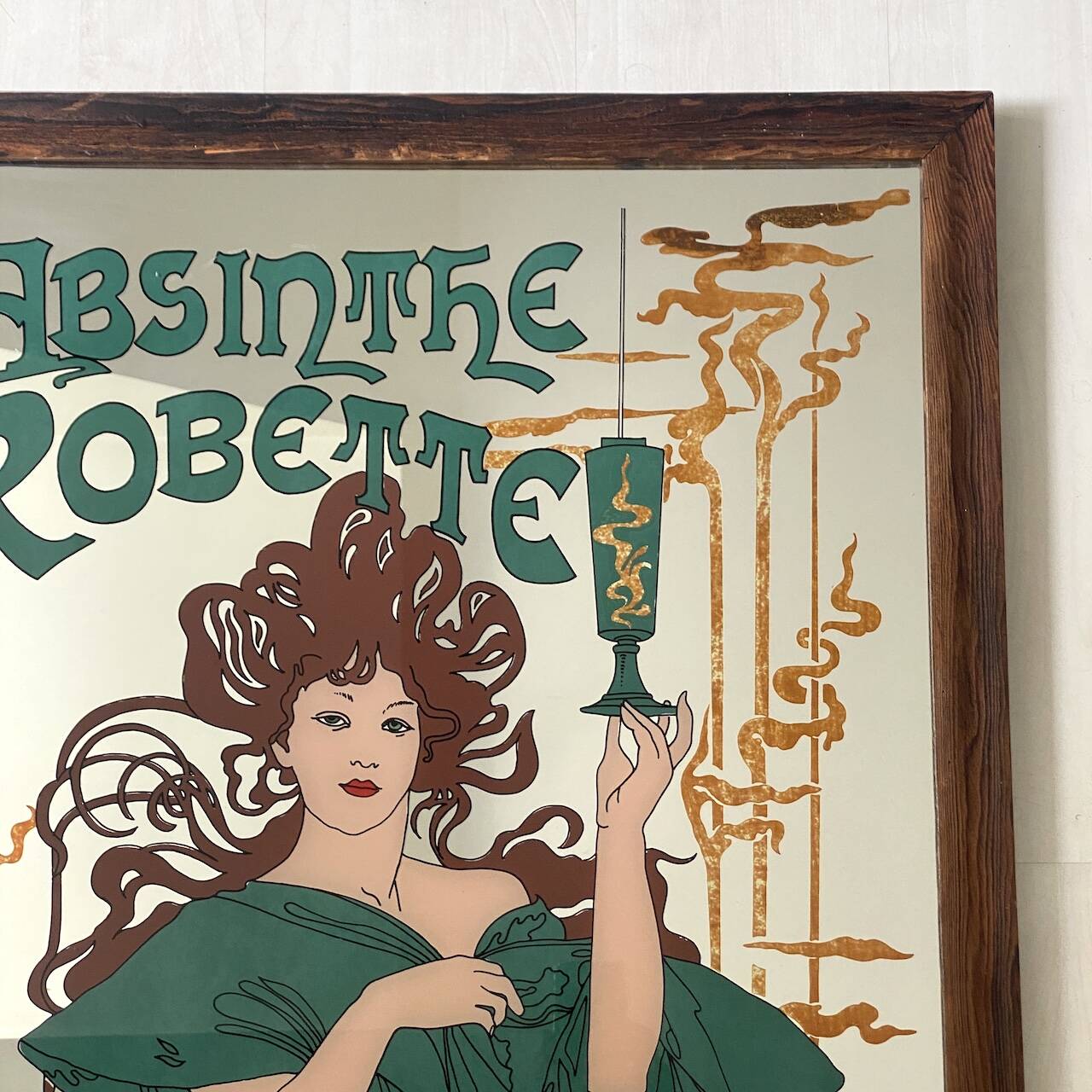 Advertising painted mirror Absinthe Robette Art Nouveau