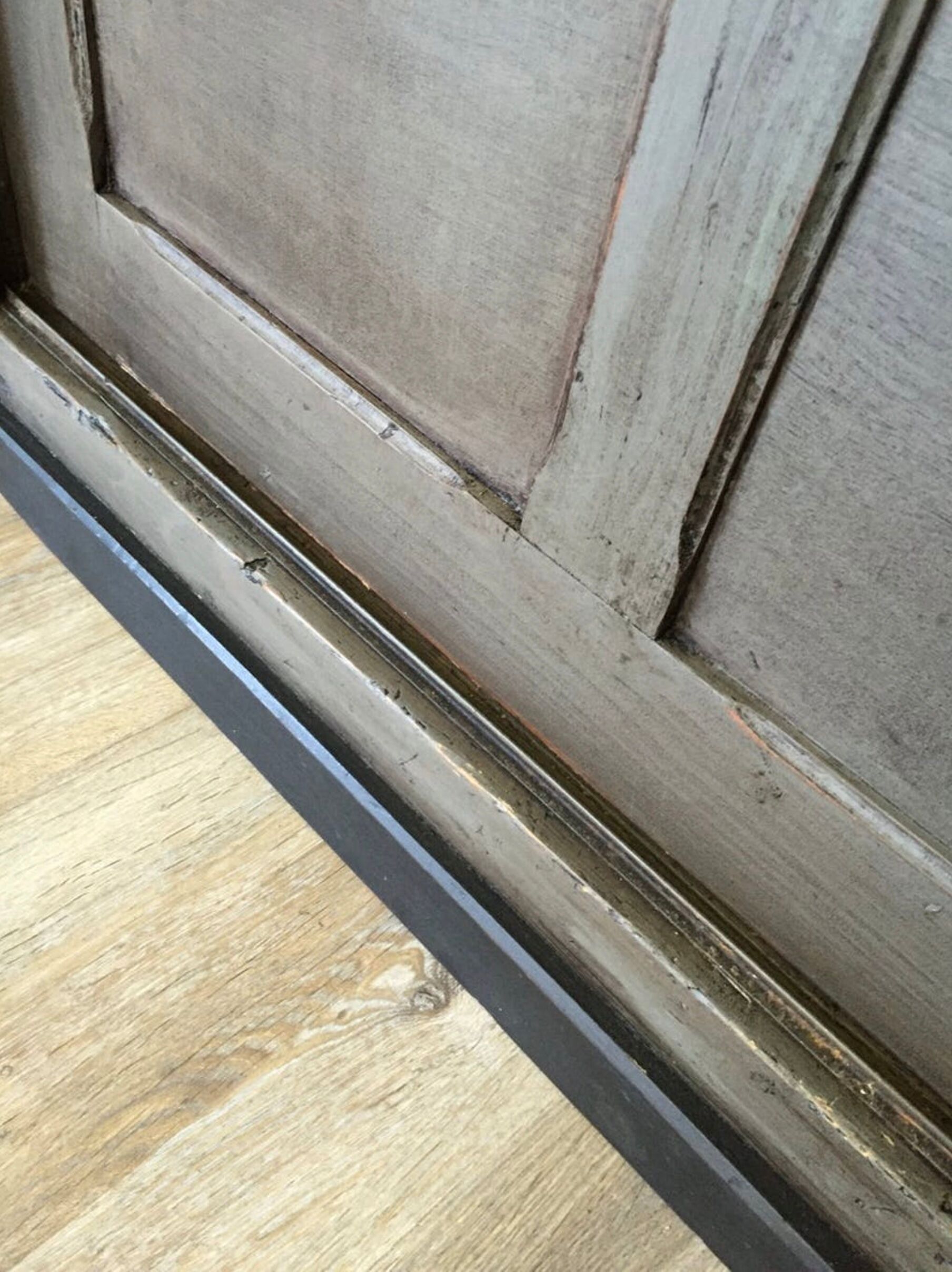 Old wooden cupboard massive sliding doors