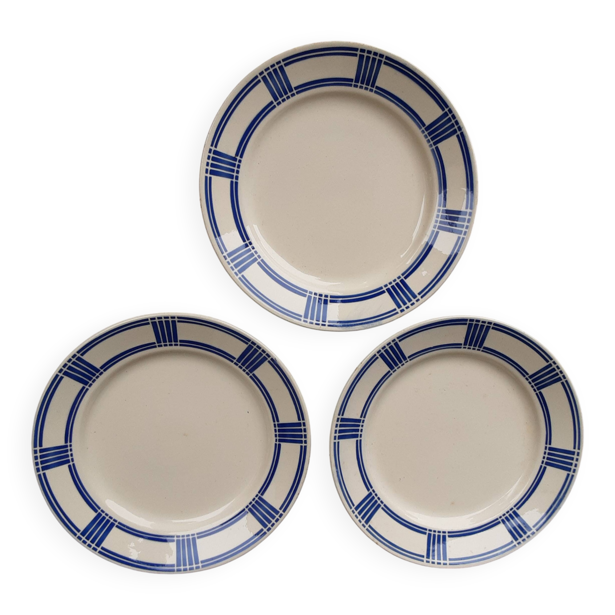 Lot de 3 assiettes vintage plates 23 cm en semi porcelaine badonviller