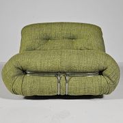 Green linen Soriana chaise longue, Afra & Tobia Scarpa, Cassina, 1970