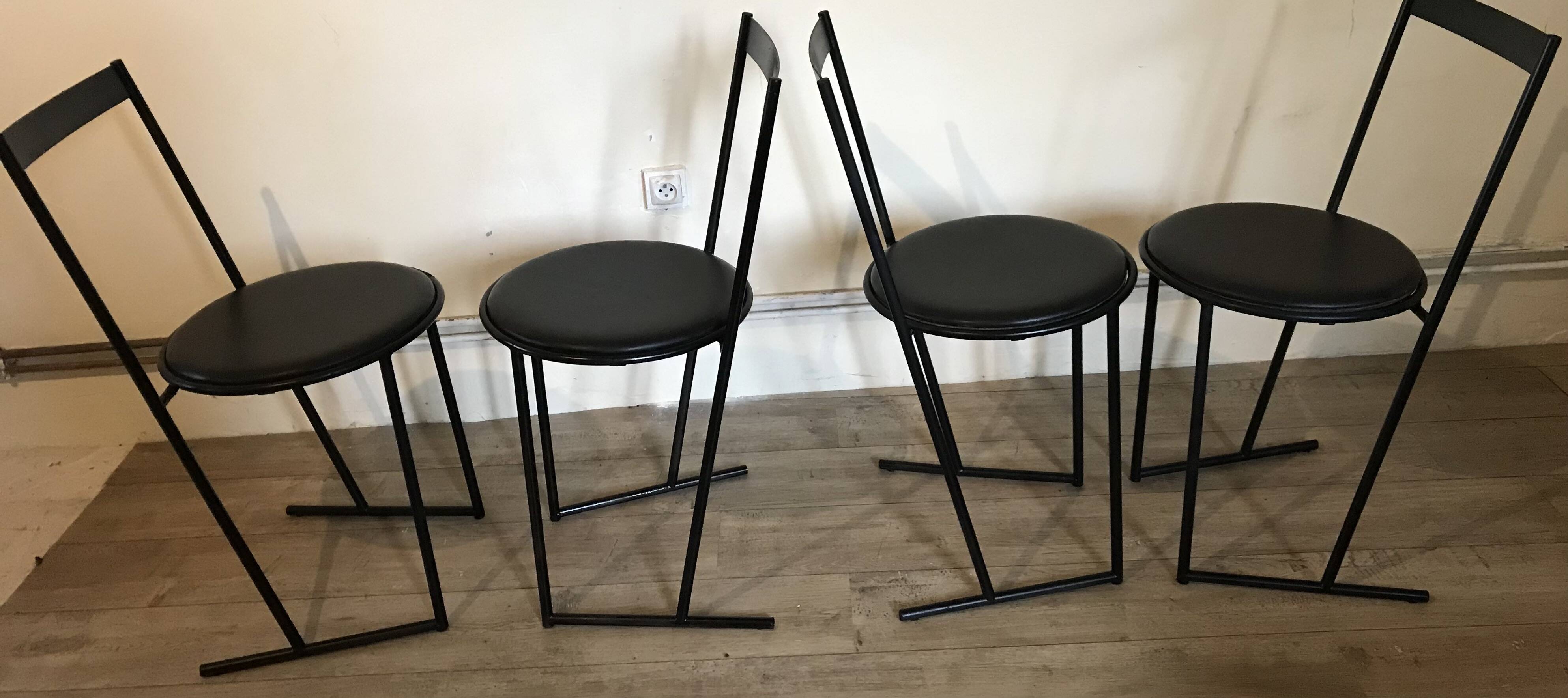 Set of 4 chairs Italy 1980 by Emilio Nanni for Fly-line