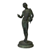Bronze Narcissus after the antique, excavation patina, 19th century